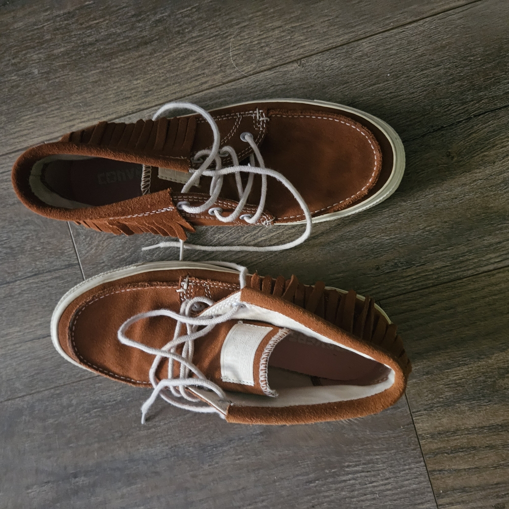 Converse Brown and White Sneakers with Moccasin Stitching